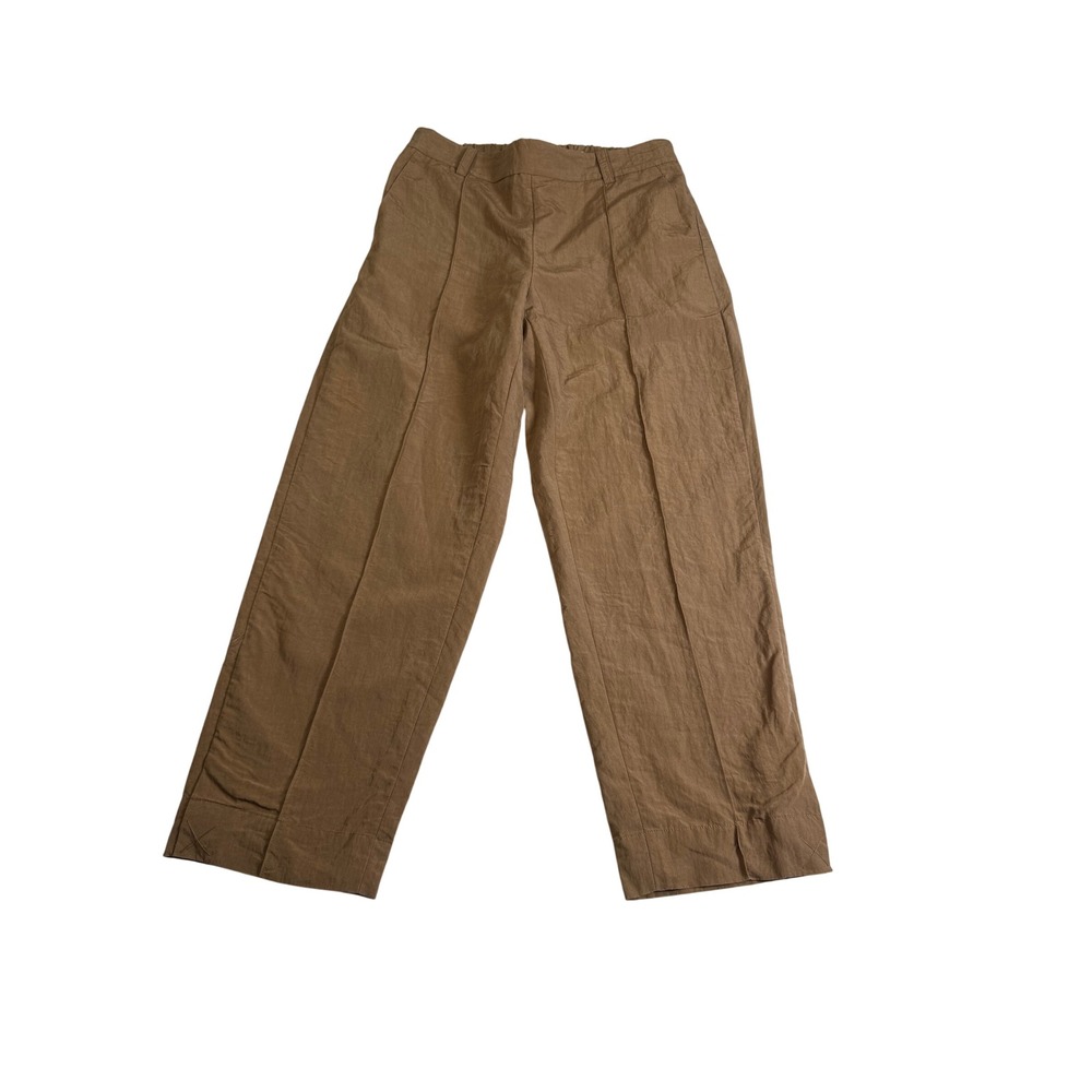 Vince Trousers Women S Brown Excellent Wide Leg Tencel Wool Elastic Waist